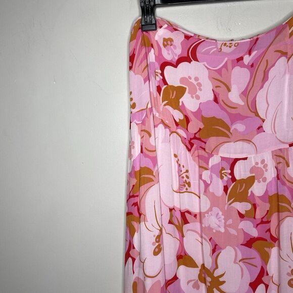 MINKPINK Josie Maxi Skirt Women Large Pink Floral 100% Viscose Lined - Picture 4 of 16